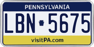 PA license plate LBN5675