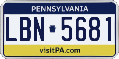 PA license plate LBN5681