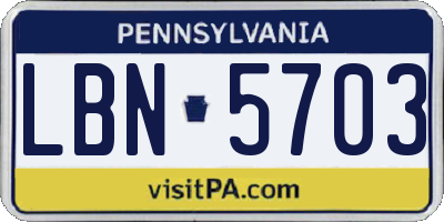 PA license plate LBN5703