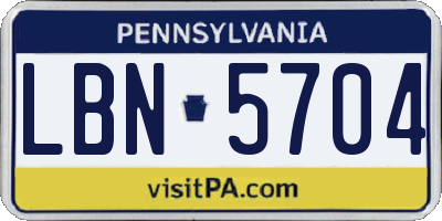 PA license plate LBN5704