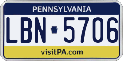 PA license plate LBN5706