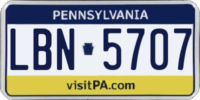 PA license plate LBN5707