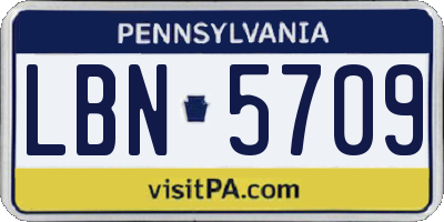 PA license plate LBN5709