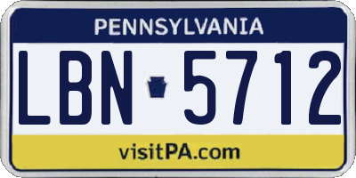 PA license plate LBN5712