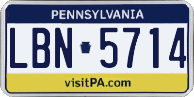 PA license plate LBN5714