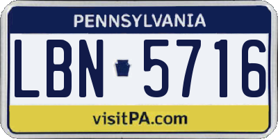 PA license plate LBN5716