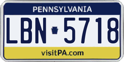 PA license plate LBN5718