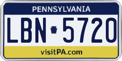 PA license plate LBN5720