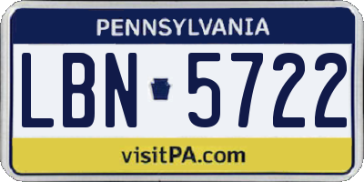 PA license plate LBN5722