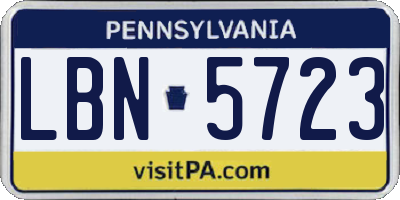 PA license plate LBN5723