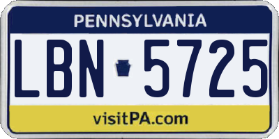 PA license plate LBN5725