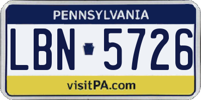 PA license plate LBN5726