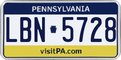 PA license plate LBN5728