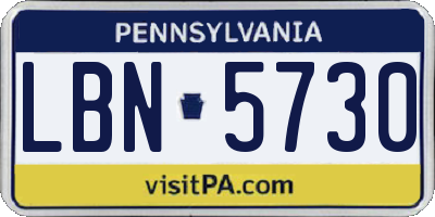 PA license plate LBN5730