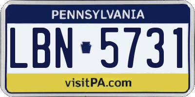 PA license plate LBN5731