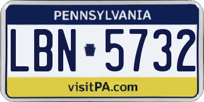 PA license plate LBN5732