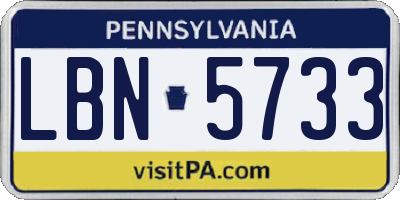 PA license plate LBN5733