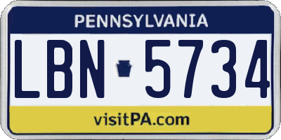 PA license plate LBN5734
