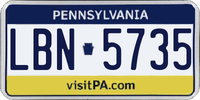 PA license plate LBN5735