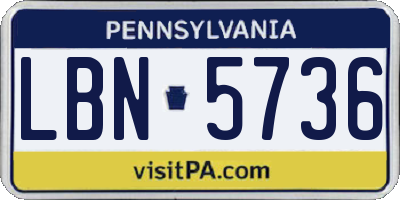 PA license plate LBN5736