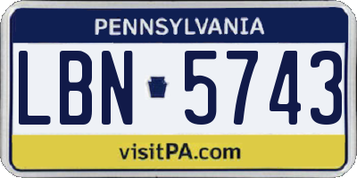 PA license plate LBN5743