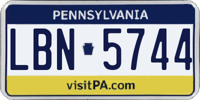 PA license plate LBN5744