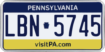 PA license plate LBN5745