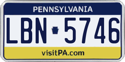 PA license plate LBN5746