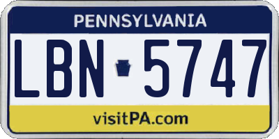 PA license plate LBN5747