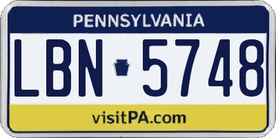 PA license plate LBN5748