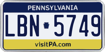 PA license plate LBN5749