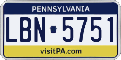 PA license plate LBN5751