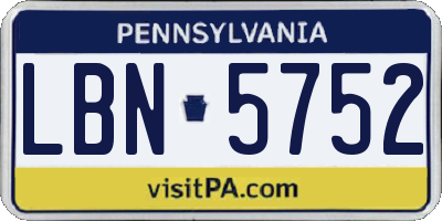 PA license plate LBN5752
