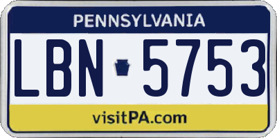 PA license plate LBN5753