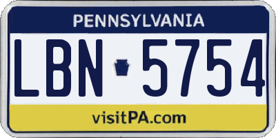 PA license plate LBN5754