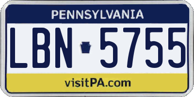 PA license plate LBN5755