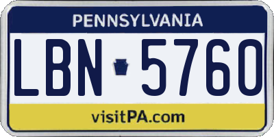 PA license plate LBN5760