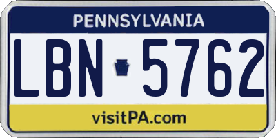 PA license plate LBN5762
