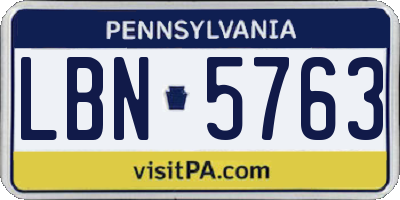PA license plate LBN5763