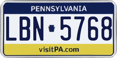 PA license plate LBN5768
