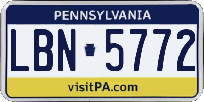PA license plate LBN5772