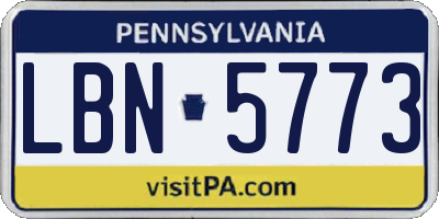 PA license plate LBN5773