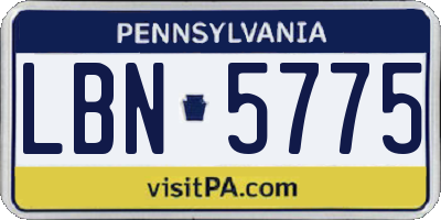 PA license plate LBN5775