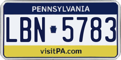 PA license plate LBN5783