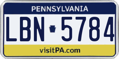 PA license plate LBN5784