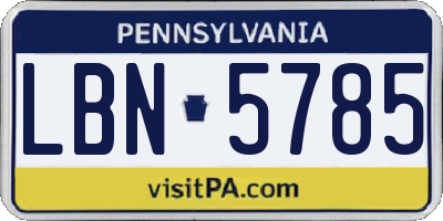 PA license plate LBN5785