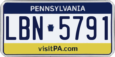 PA license plate LBN5791
