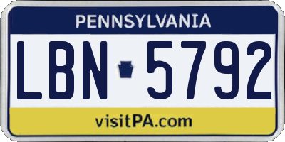 PA license plate LBN5792