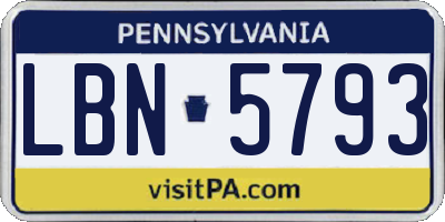 PA license plate LBN5793
