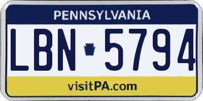 PA license plate LBN5794